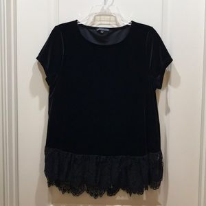 Velvet and lace tee shirt